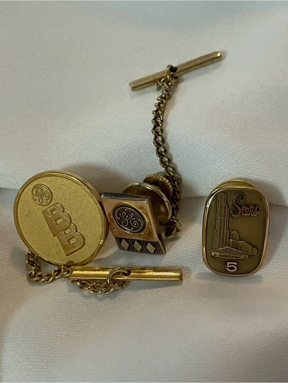Vintage Sears and GE Gold Filled Tie Tack and Pin Lot- Gold